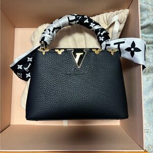 Louis Vuitton Black Satchel with Gold Hardware with Twilly